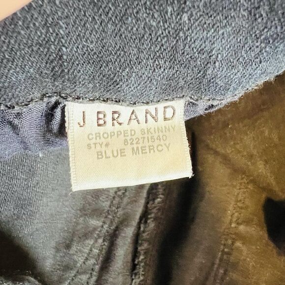 J Brand Cropped Skinny Destroyed Raw Hem Jeans in Blue Mercy - Picture 6 of 8